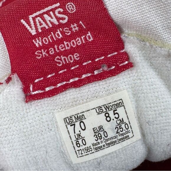 Vans SK8-Hi Canvas High-Top Sneakers Shoes Red White 7 Men 8.5 Women - Picture 10 of 11